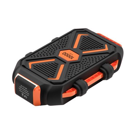 BY Аккумулятор мобильный, 10000 мАч, USB, 2А, защита IP67, фонарик, Чёрный