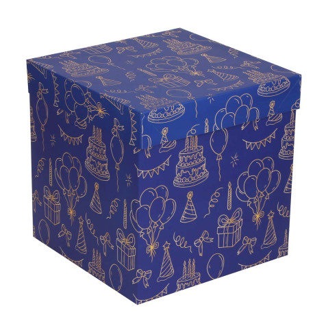 Коробка складная 22x22x22см, бумага, 4 дизайна