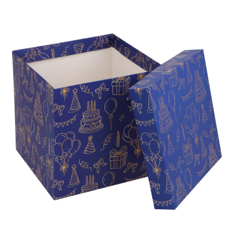 Коробка складная 22x22x22см, бумага, 4 дизайна