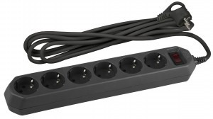 ЭРА сет. удл.-фильтр USF ПВС 3х0.75 6роз. 1.5м (термозащ/варист, земля, черн) USF-6es-1.5m-B-BOX 7