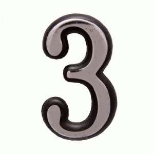 Цифра дверная АЛЛЮР Большая пластик "3" хром (1000,50)