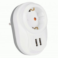 Nilson Сетевой фильтр 1 роз. (земля) + 2хUSB 2.4А белый  40130106