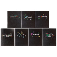 ClipStudio Тетрадь 48л. "Предметная", БЕЛЫЕ ЛИСТЫ, обл.картон, скрепка, 7 видов, справ.мат-л