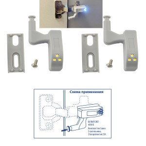 Uniel комплект мебельных св-ков на петлю 2шт.x3LED 4000K (LR23A в компл) ULK-C02 23A GREY SET2