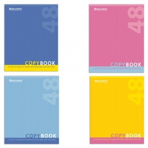 Тетрадь 48л. BRAUBERG ЭКО, клетка, обложка мелов. карт., "One Colour", 4 вида, 401867