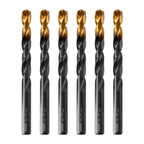 Сверло по металлу, 11 мм, HSS-Tin, Golden Tip, 6 шт. Denzel