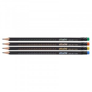 Карандаш чернографитный Attache selection MagueNoir HB заточ.,с ласт. 391175