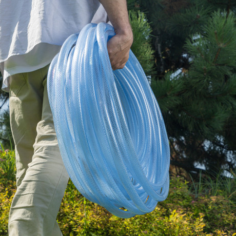 Шланг поливочный прозрачный армированный 3-х слойный, 3/4", 15 м Palisad