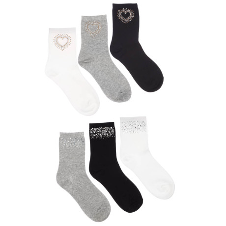 GALANTE Носки женские с декором, р-р 23-25, 85% хлопок, 10% полиэстер, 5% спандекс, 2 диз., НС23-03