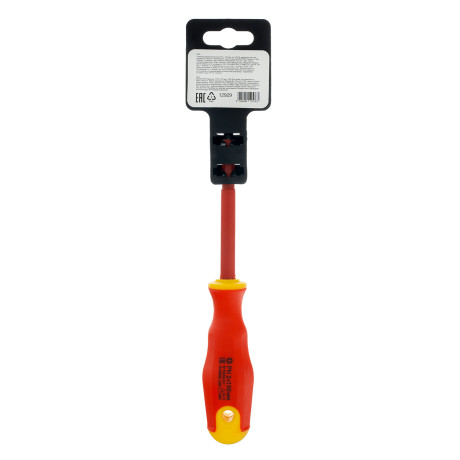 Отвертка диэлектрическая PH2 х 100 мм, CrV, до 1000 В, двухкомпонентная рукоятка Сибртех