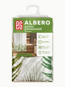 Штора для ванной 180x180см,полиэстер,Albero,191700/ Еврогарант