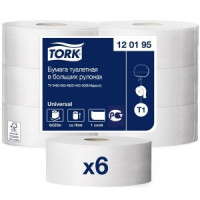 Бумага туалетная Tork Universal T1 1сл бел вторич втул 525м 120195 6рул 350816