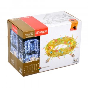 VEGAS Гирлянда-занавес ул. (без блока питания) 24V, 192LED разноцв.,  1*4м/6нит., IP44 соед., пр
