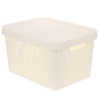 Корзина для хранения с крышкой Plast Team STOCKHOLM, 15 л молочный туман