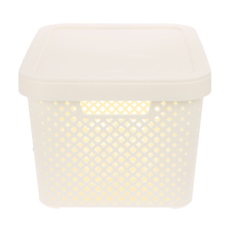 Корзина для хранения с крышкой Plast Team STOCKHOLM, 15 л молочный туман