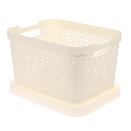 Корзина для хранения с крышкой Plast Team STOCKHOLM, 15 л молочный туман