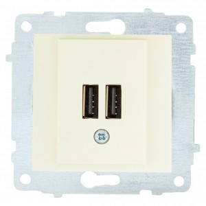 OVIVO мех. роз. СУ USB 5V-2A (2 порта) крем (ко всем рамкам) 600-000302-247