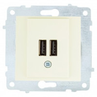 OVIVO мех. роз. СУ USB 5V-2A (2 порта) крем (ко всем рамкам) 600-000302-247