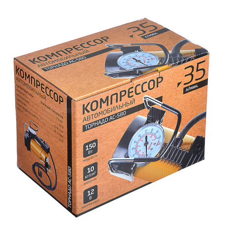 РОКОТ Компрессор автомобильный "Торнадо" АС-580, 35 л/мин, 150Вт