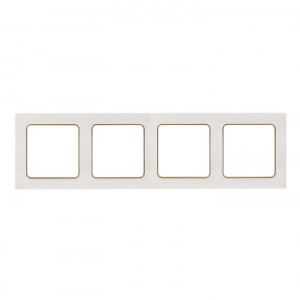 EKF Стокгольм рамка 4 мест. белая с линией цвета шампань (PC) EAM-G-303-20