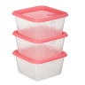 Набор контейнеров пищевых квадратных, 3шт, 0,63л, пластик, 3 цвета