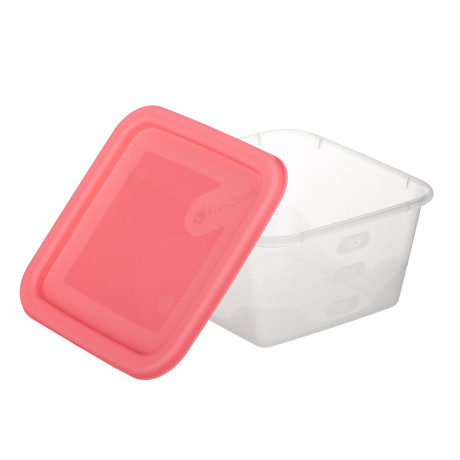 Набор контейнеров пищевых квадратных, 3шт, 0,63л, пластик, 3 цвета