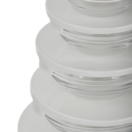 MILLIMI Набор салатников с крышкой 5 шт: 900/ 500/350/200/130 мл, стекло, пластик,  серый