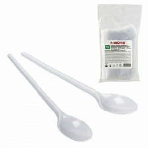 Ложки чайн. однораз. ЛАЙМА "Эталон", комплект 100 шт., пласт., 125 мм, белые, 603081