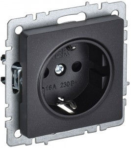 IEK BRITE мех. роз. СУ земля(штор.) 16А РС14-1-0-БрЧ черный BR-R14-16-K02