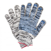 Перчатки хлопчатобумажные, КОМПЛЕКТ 5 ПАР, 7 класс, 60-62 г, 216 текс, ПВХ-точка, ЛАЙМА ПРОФИ, МЕЛАН