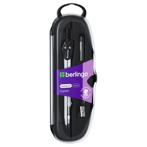 Готовальня Berlingo "Expert", 3 предмета, циркуль 135мм, пластиковый футляр Арт.271122