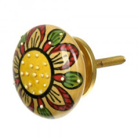 Ручка керамическая для мебели Подсолнуx ручн росп разноцв (в кор 6 шт, цена за шт) BLUMEN HAUS
