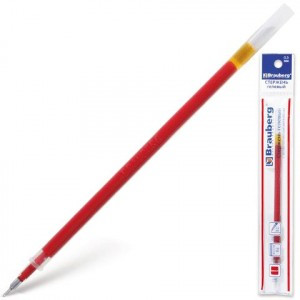 Стержень гелевый BRAUBERG 0,5мм, красный, игольчатый пишущий узел, 130мм 170171