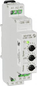 Реле и Автоматика реле времени ВЛ-61М 220В AC, 24В AC/DC, 10 режимов, на DIN рейку A8223-76911366