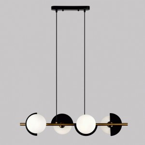 Eurosvet св-к подвес. 4x25W 780х260х1000 мет черный/белый/латунь Moity 70149/4 a064820