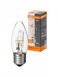 TDM Лампа галогенная  "Свеча" прозрачная 28 Вт-230 В-Е27  SQ0341-0095