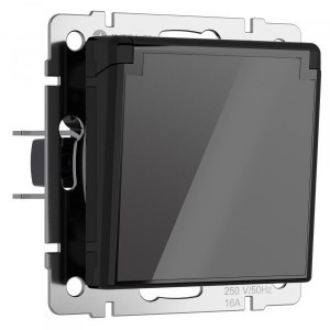 Werkel мех. роз. СУ 1 мест. 16A земля шторки крышка IP44 (черный акрил) W1171248 a064043