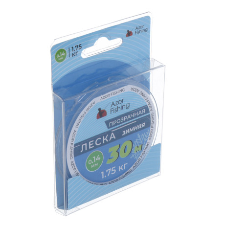 Леска зимняя тм AZOR FISHING, 30м, 0,14мм, 1,75кг, прозрачная
