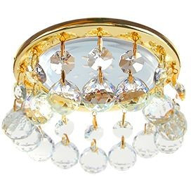 Ecola GX53 H4 св-к Круг с большими хрусталиками Прямой подвес прозрач/Золото 90x110 FL53RVECB (10!)