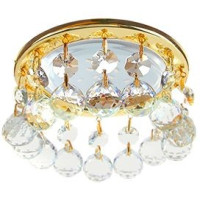 Ecola GX53 H4 св-к Круг с большими хрусталиками Прямой подвес прозрач/Золото 90x110 FL53RVECB (10!)