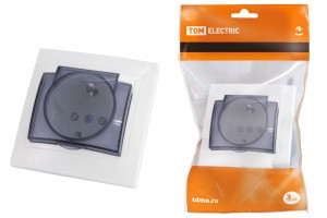 TDM Таймыр роз. СУ 1 мест. 16А бел. (керам. осн., земля, шторки, крышка, IP44) (10!) SQ1814-0019