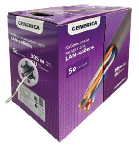 IEK GENERICA кабель витая пара U/UTP 4х2х24 AWG Cat5e CU, РФ (305м, цена за м)