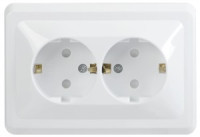 IEK ВЕГА РСш12-3-ВБ роз. СУ 2 мест. земля c защ.шт. 16А белый ERV24-K01-16-DM