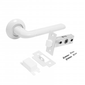 Комплект для двери АЛЛЮР АРТ ПОЛО W+L45-8 W (15110/S45) белый (ручка и защелка)блистер (20)