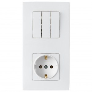 Bylectrica Мастер блок (роз. 16А + 3 кл. выкл. 10А) СУ, белый (земля, корп. ABS) 3В-РЦ-7032