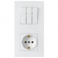 Bylectrica Мастер блок (роз. 16А + 3 кл. выкл. 10А) СУ, белый (земля, корп. ABS) 3В-РЦ-7032