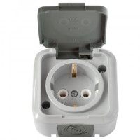 Bylectrica ПРАЛЕСКА АКВА роз. ОУ 1 мест. 16А серый (земля, пластик, крышка, IP54) РА16-297(3)