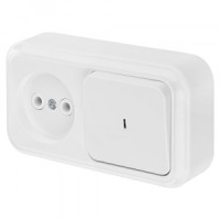 Bylectrica Пралеска блок (роз. 16А + 1 кл. выкл. 10А) ОУ бел. (инд.) В-РЦ-563