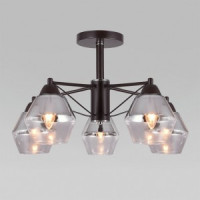 Eurosvet св-к потолоч. Е27 5x40 Вт 620х620х360 металл прозрач/серебрян/кофе Takara 70135/5 a056965