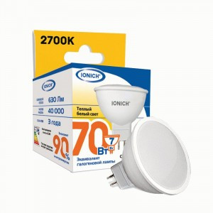 IONICH MR16 GU5.3 220V 7W(630lm) 2700К 2K 50x50 матов./пластик/алюм ILED-SMD2835-JCDR 1563